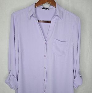 The Limited Button-up Shirt Pastel Purple Roll Tab Sleeve Office Careerwear M